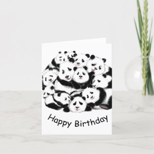Carte d'anniversaire amusante avec des Pandas heur