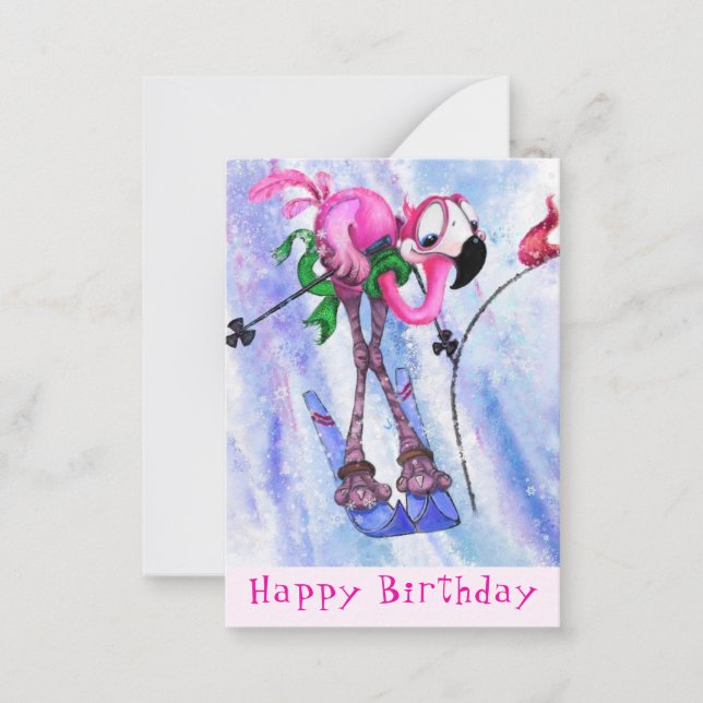Carte d'anniversaire amusante avec Pink Flamant ro (Devant)