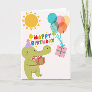 Carte d'anniversaire amusante avec un crocodile mi