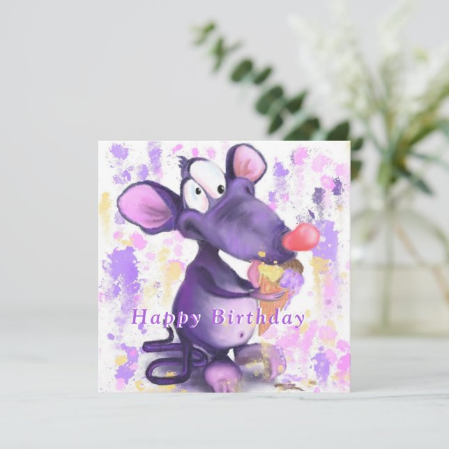 Carte d'anniversaire amusante Bonne Souris Mangez  (Debout devant)