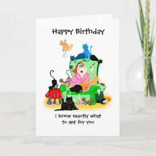 Carte d'anniversaire amusante - caricature de chat