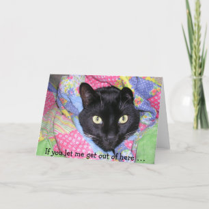 Carte d'anniversaire amusante : Chat noir envelopp