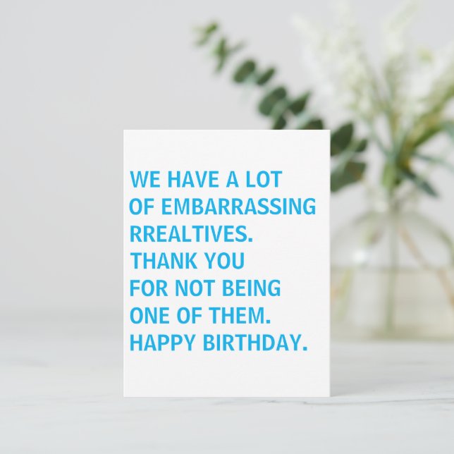 Carte d'anniversaire amusante, Joyeux anniversaire (Debout devant)
