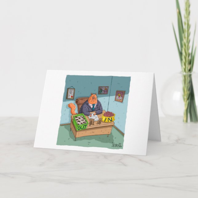 Carte d'anniversaire amusante - Kitty Business Man (Devant)