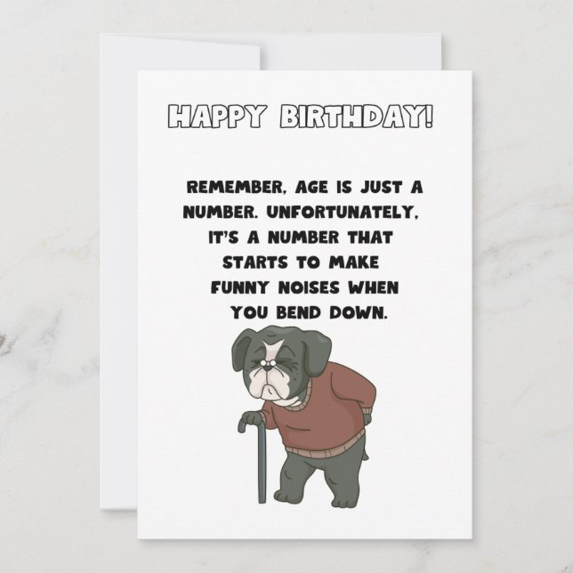 Carte d'anniversaire amusante - L'âge n'est qu'un  (Devant)