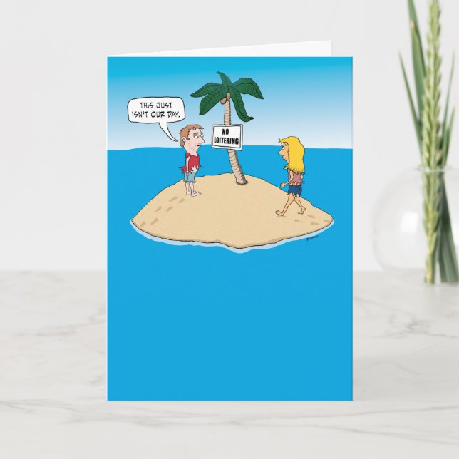 Carte d'anniversaire amusante : L'île déserte (Devant)