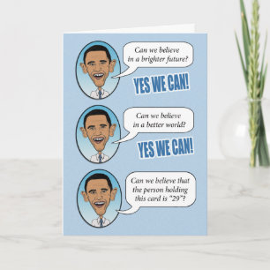 Carte d'anniversaire amusante Obama "Yes We Can"