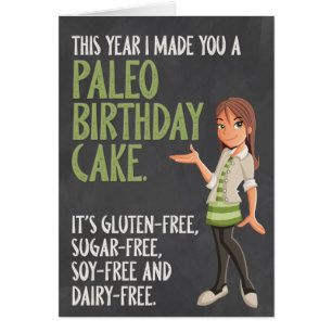 Carte d'anniversaire amusante "Paleo Birthday Cake