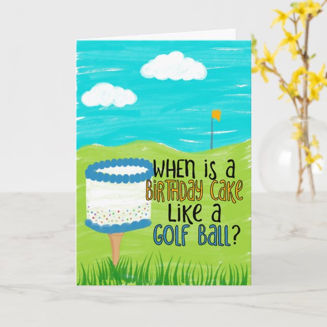 Carte d'anniversaire amusante pour les golfeurs, T (Fleur jaune)
