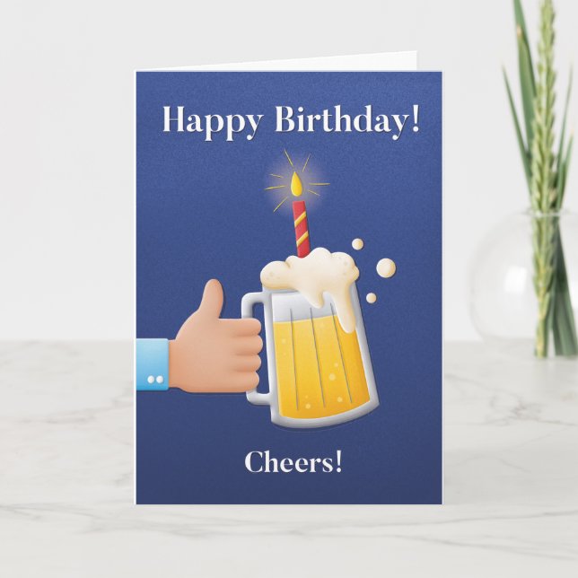 Carte d'anniversaire amusante pour lui avec bière (Devant)