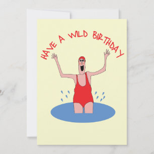 Carte d'anniversaire amusante pour nageur sauvage