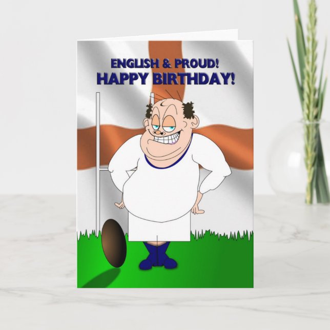 Carte d'anniversaire anglaise et fière de rugby (Devant)
