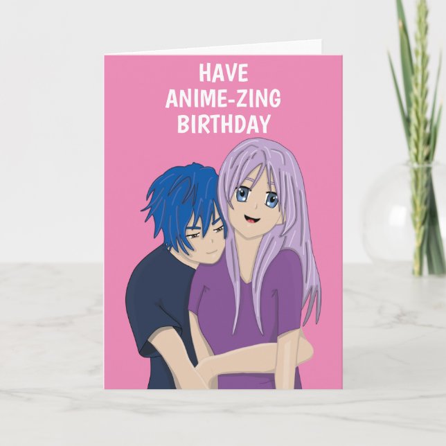 Carte d'anniversaire Anime Manga Couple (Devant)