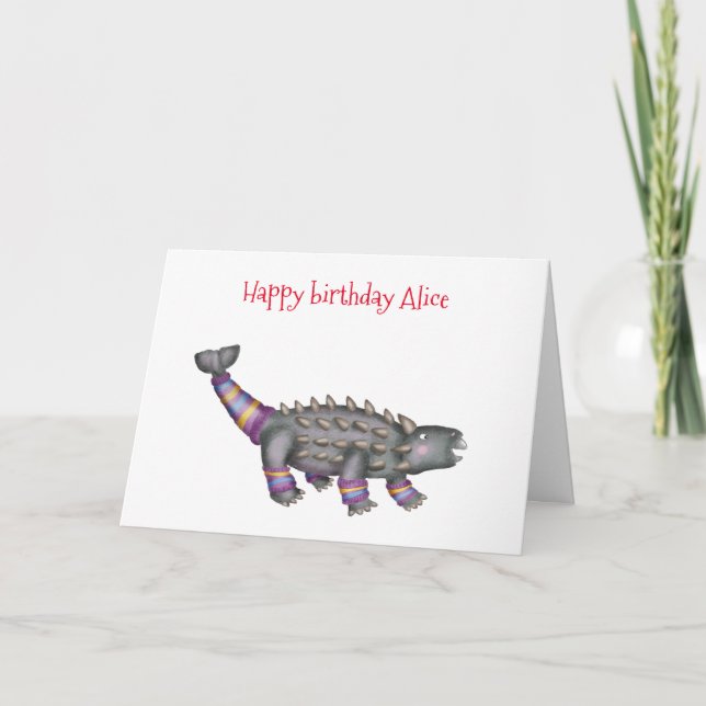 Carte d'anniversaire Ankylosaurus personnalisée (Devant)