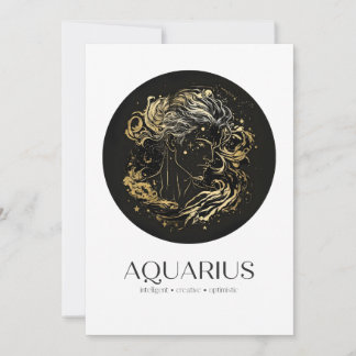 Carte d'anniversaire Aquarius Black & Gold Zodiac