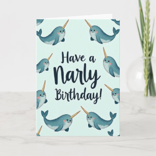 Carte d'anniversaire aquatique à cornes