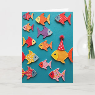 Carte d'anniversaire aquatique textile