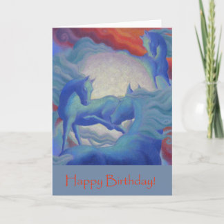 Carte d'anniversaire Art Déco Chevaux