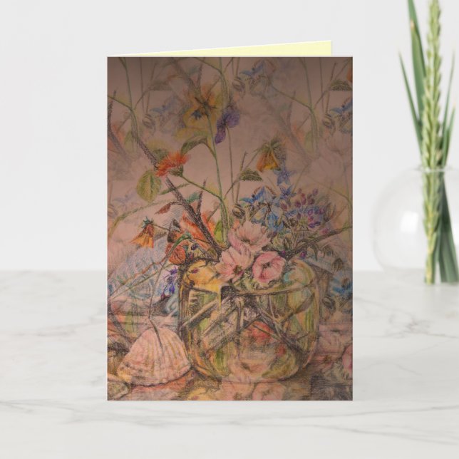 Carte d'anniversaire artistique avec vie morte flo (Devant)