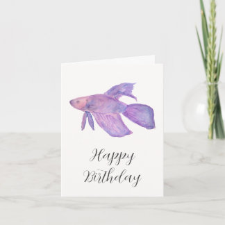 Carte d'anniversaire au crayon aquarelle de poisso