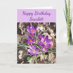 Carte d'anniversaire au crocus violet