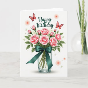 Carte d'anniversaire au ruban sarcelle