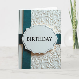 Carte d'anniversaire au ruban sarcelle élégant