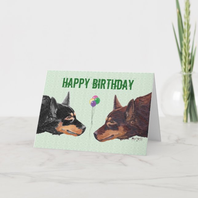Carte d'anniversaire australienne Kelpie heureuse (Devant)