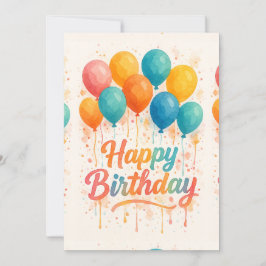 Carte d'anniversaire aux ballons aquarelles coloré