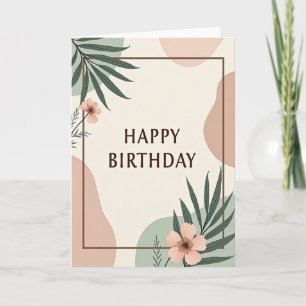 Carte d'anniversaire aux feuilles raffinées