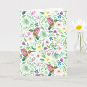 Carte d'anniversaire aux fleurs de colibri