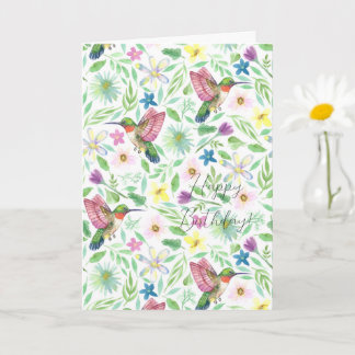 Carte d'anniversaire aux fleurs de colibri
