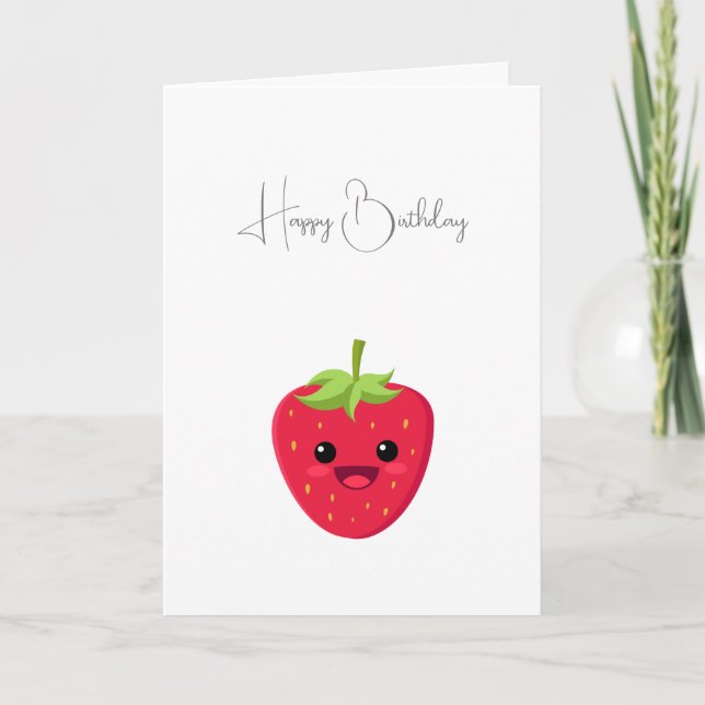 Carte d'anniversaire aux fraises (Devant)