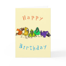 Carte d'anniversaire aux oiseaux amusants