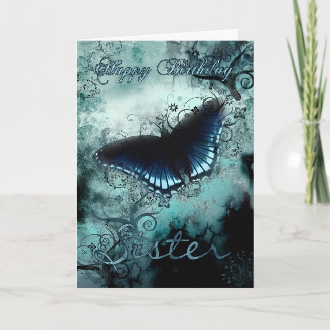 Carte d'anniversaire aux papillons Soeur - Bi aux  (Devant)