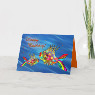 Carte d'anniversaire aux poissons colorés