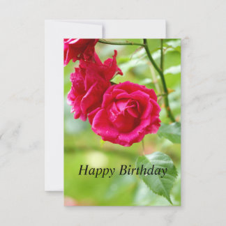 Carte d'anniversaire aux roses rouges joyeux