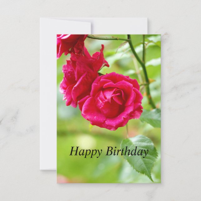 Carte d'anniversaire aux roses rouges joyeux (Devant)