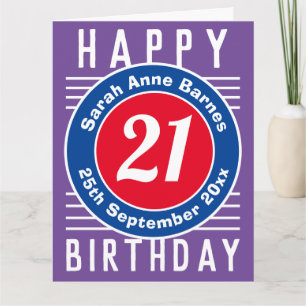 Carte d'anniversaire avec âge, nom et date
