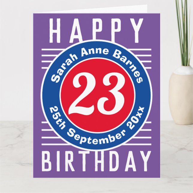 Carte d'anniversaire avec âge, nom et date (Devant)