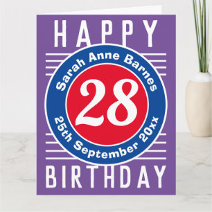 Carte d'anniversaire avec âge, nom et date