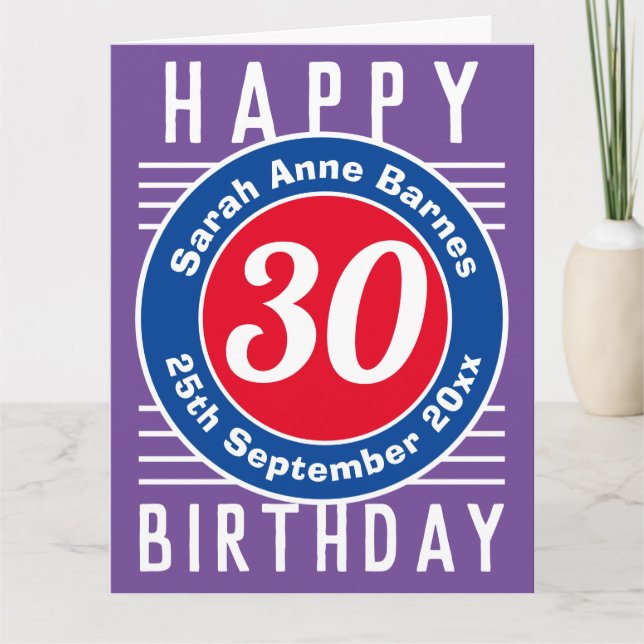 Carte d'anniversaire avec âge, nom et date (Devant)