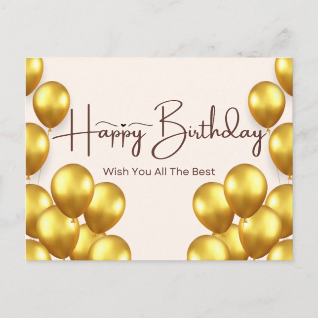 Carte d'anniversaire avec ballons dorés (Devant)