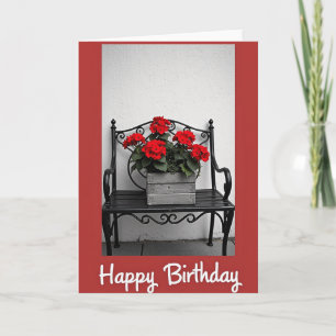 Carte d'anniversaire avec banc orné