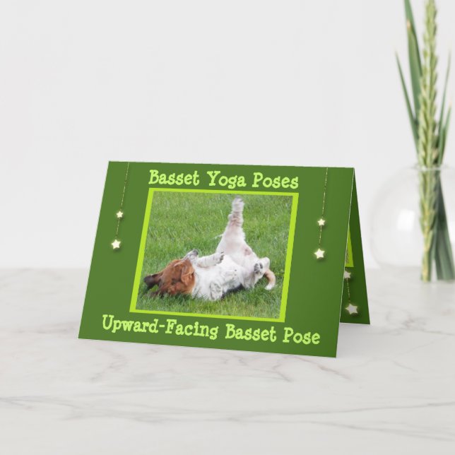 Carte d'anniversaire avec Basset Hound Poses de Yo (Devant)