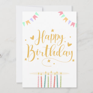 Carte d'anniversaire avec bougies pastel et guirla