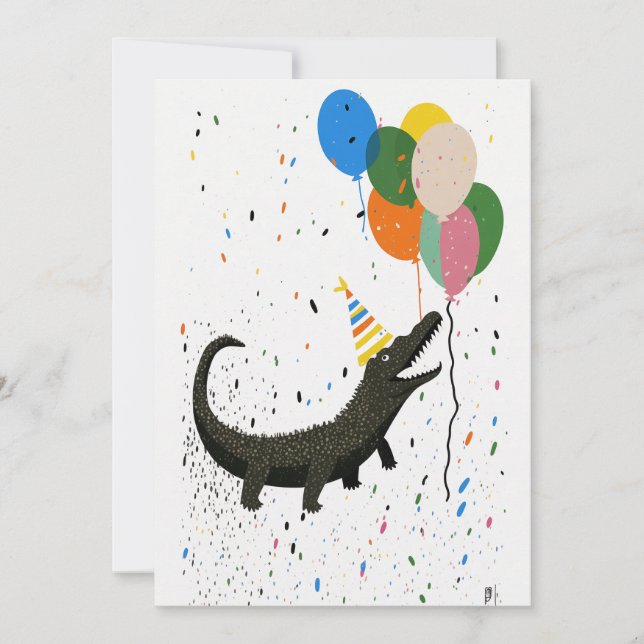 Carte d'anniversaire avec carte de voeux Crocodile (Devant)