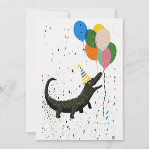 Carte d'anniversaire avec carte de voeux Crocodile