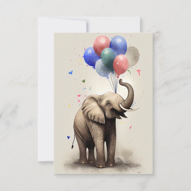 Carte d'anniversaire avec carte de voeux Elephant  (Devant)
