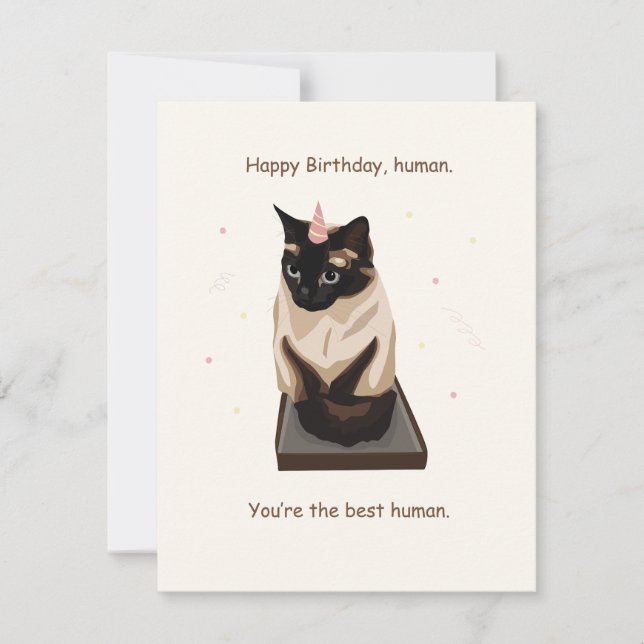 Carte d'anniversaire avec chat siamois (Devant)